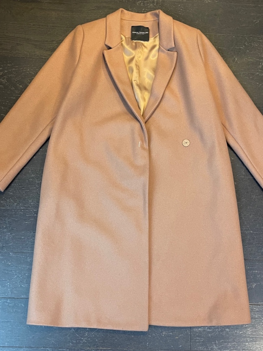 ERIKA CAVALLINI Women Dusty Rose Long Wool Coat IT 42 Virgin Wool Made Italy